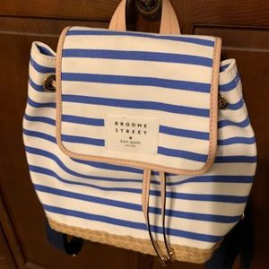 Blue and white striped backpack